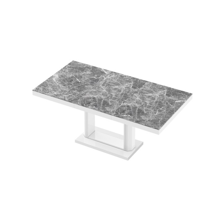 Stół Quadro 120 Marble White Hg+Biały Super Print (Hg/Mat)